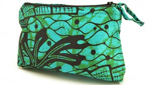 Green and black patterned makeup bag