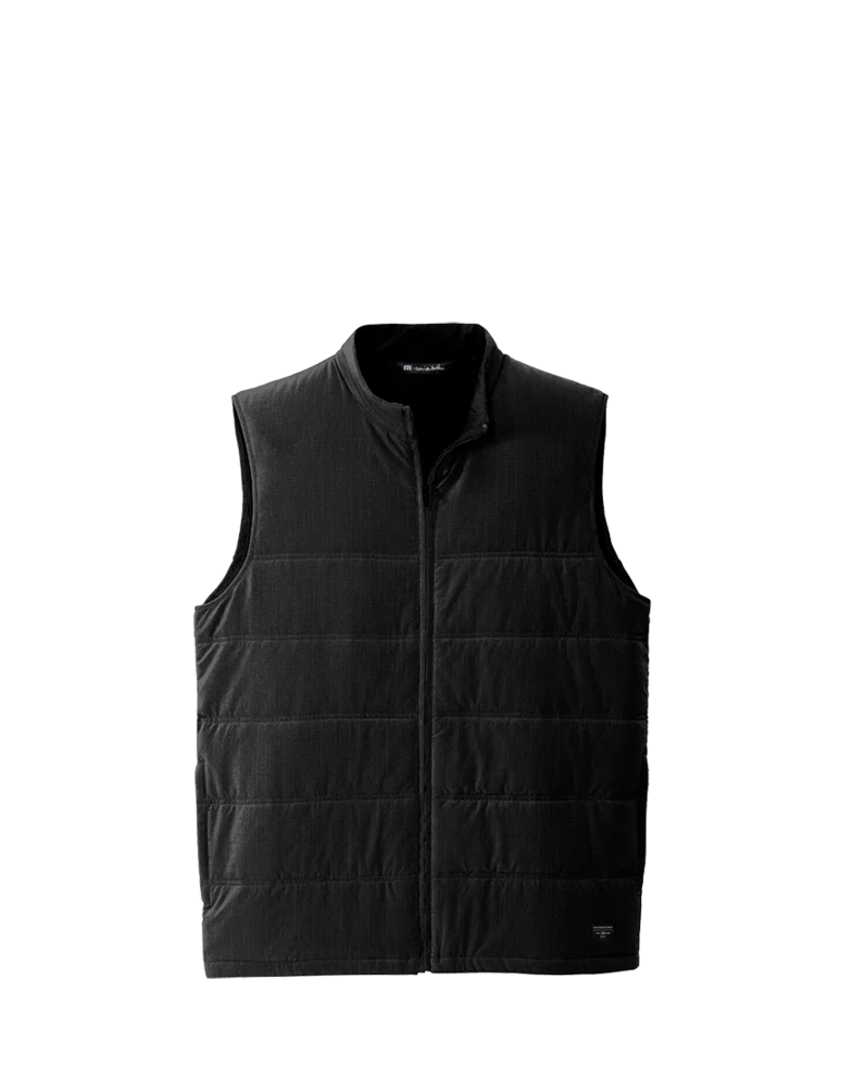 Image of a model wearing a TM1MW453 TravisMathew Cold Bay Vest